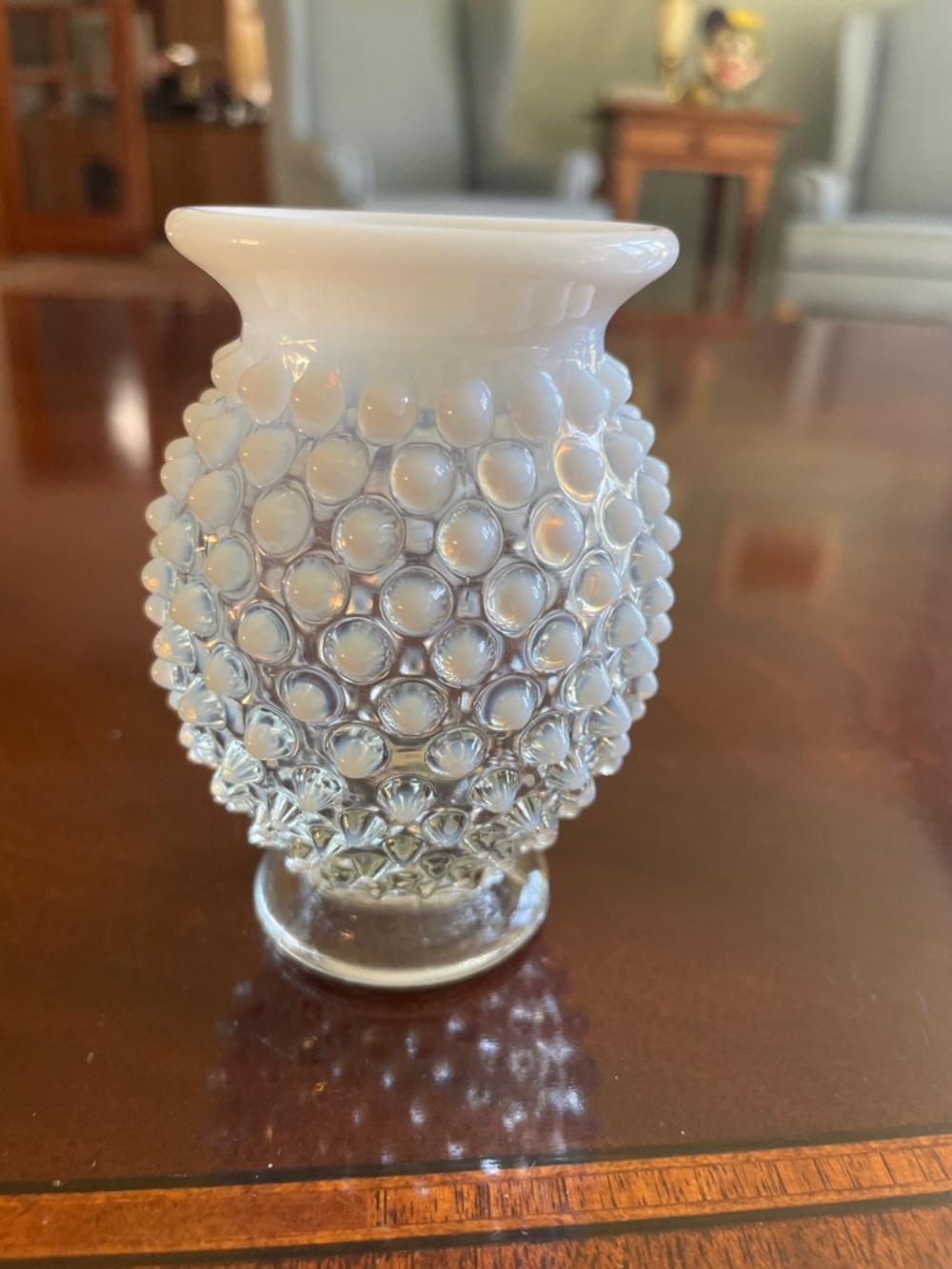 Fenton French Opalescent mini straight edge vase.